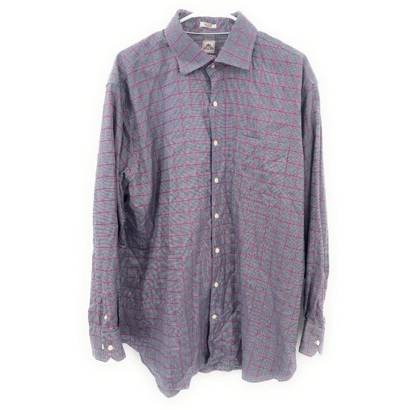 Peter Millar Other - Peter Millar NANOLUXE Mens‎ Shirt Size XL Blue Long Sleeve Ease Care 17.5